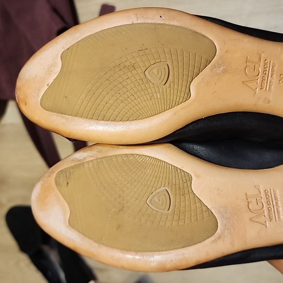 AGL BLACK MADE IN ITALY REAL LEATHER BALLET FLATS EUC EU39 - Picture 10 of 11